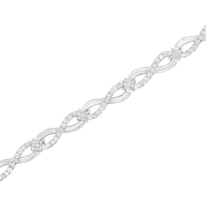.925 Sterling Silver 1.0 Cttw Prong Set Diamond Infinity Link Bracelet (I-J Color, I2-I3 Clarity) - 7.25" WEM Support (www.WEM.support)
