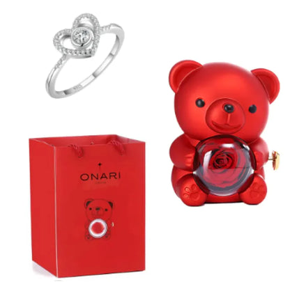 Eternal Rose Teddy Bear Gift Box with Necklace