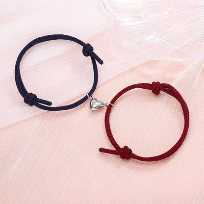 Simple Alloy Love Magnets Attracting Couple Bracelets WEM Support (www.WEM.support)