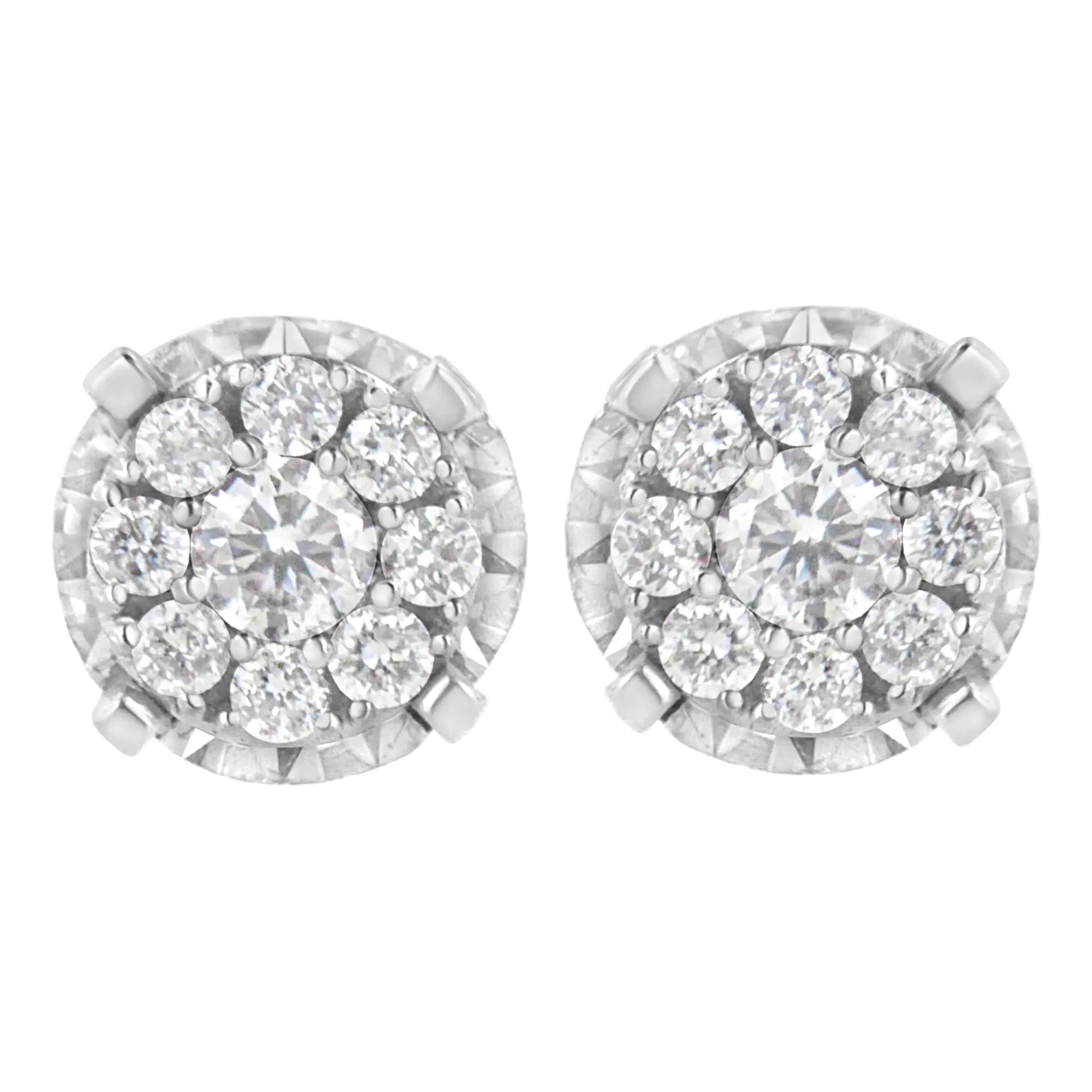 Boucles d'oreilles en argent sterling .925 avec 1/2 carat de diamants de synthèse composite (Couleur F-G, Clarté VS2-SI1) WEM Support (www.WEM.support)