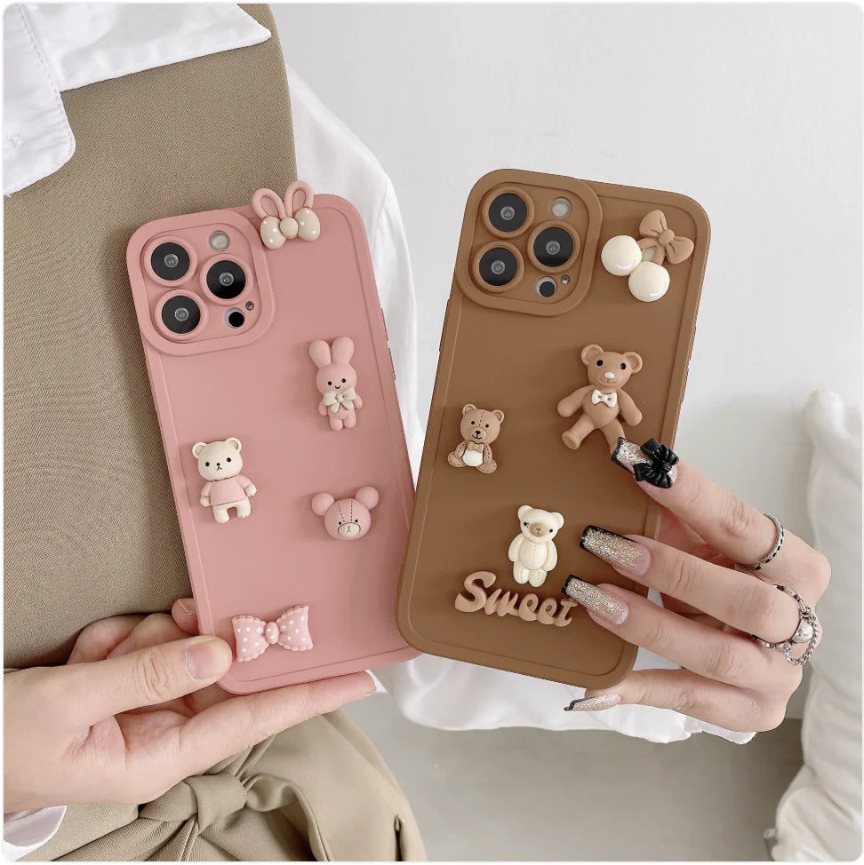3D Bear & Rabbit Angel Eyes Phone Case for iPhone 13/12 Pro Max WEM Support (www.WEM.support)