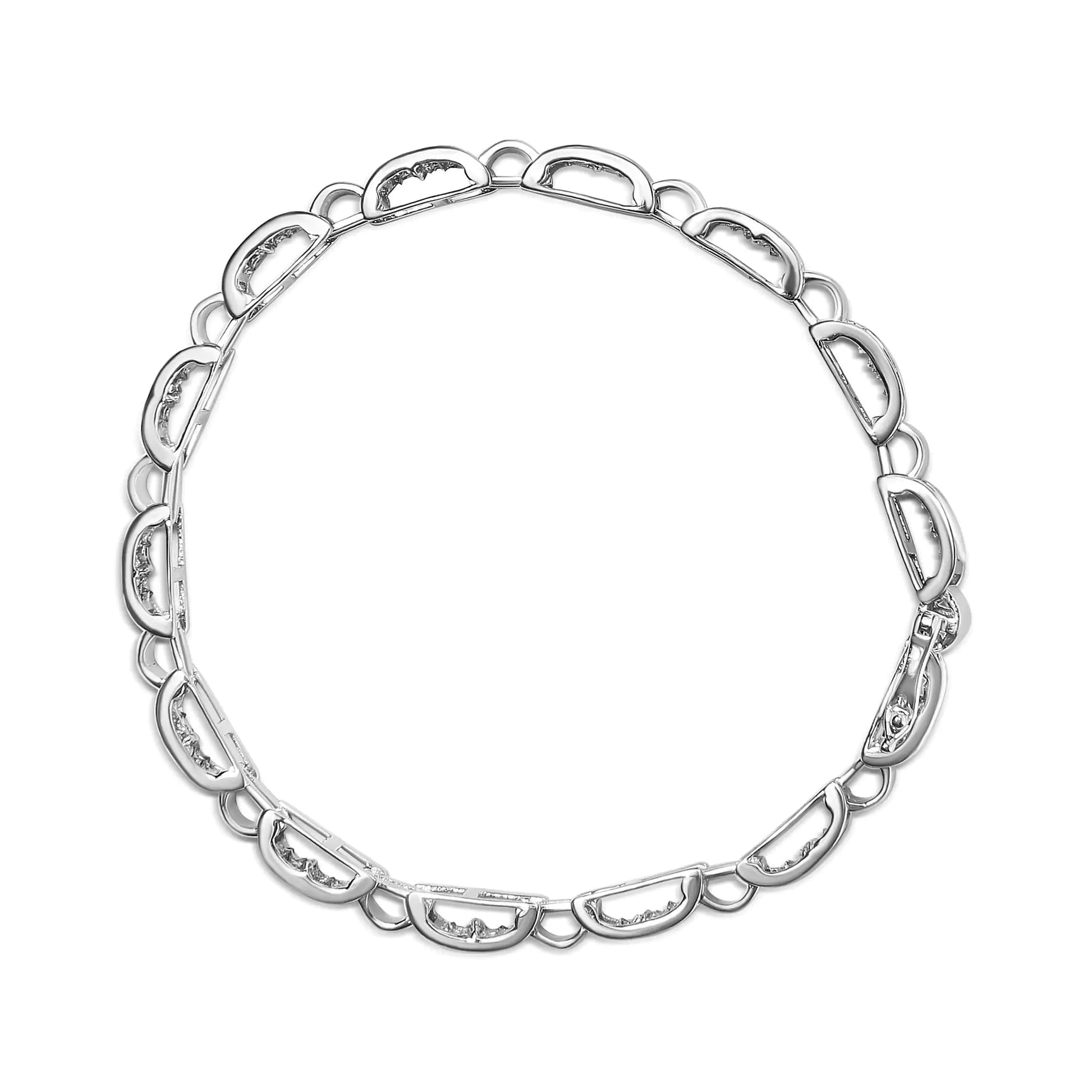 14K White Gold 2.00 Cttw Princess Diamond Invisible Set Link Bracelet (H-I Color, SI2-I1 Clarity) - 7" WEM Support (www.WEM.support)