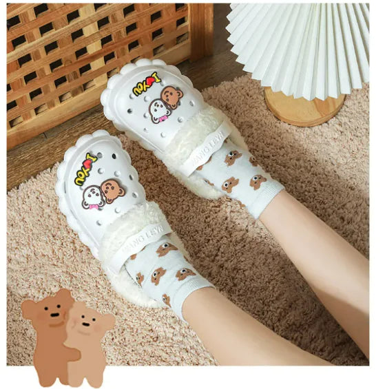Women's Thermal Cotton Slippers with Plush Liner for Crocs WEM Support (www.WEM.support)