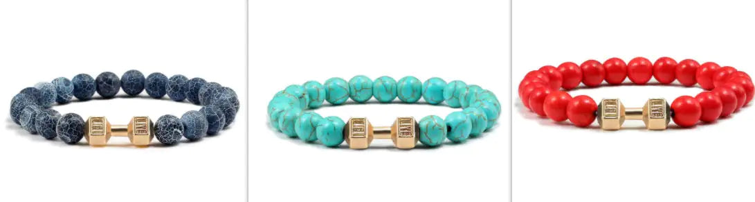Turquoise Energy Gun Black Electroplated Alloy Barbell Bracelet WEM Support (www.WEM.support)