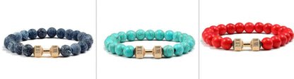 Turquoise Energy Gun Black Electroplated Alloy Barbell Bracelet WEM Support (www.WEM.support)