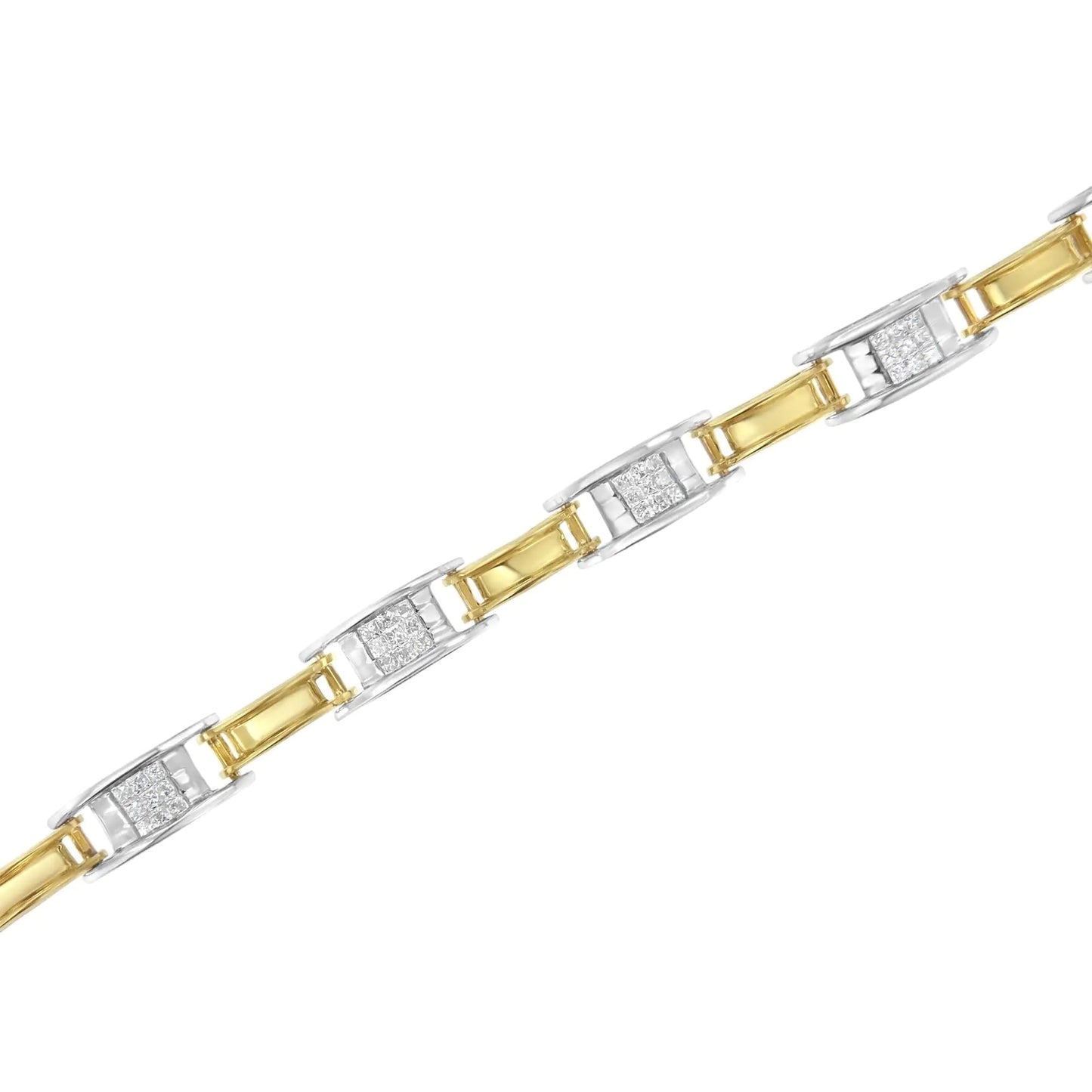 14K Two-Tone Gold 1.00 Cttw Princess-Cut Diamond Chain Link 7" Bracelet (H-I Color, SI1-SI2 Clarity) WEM Support (www.WEM.support)