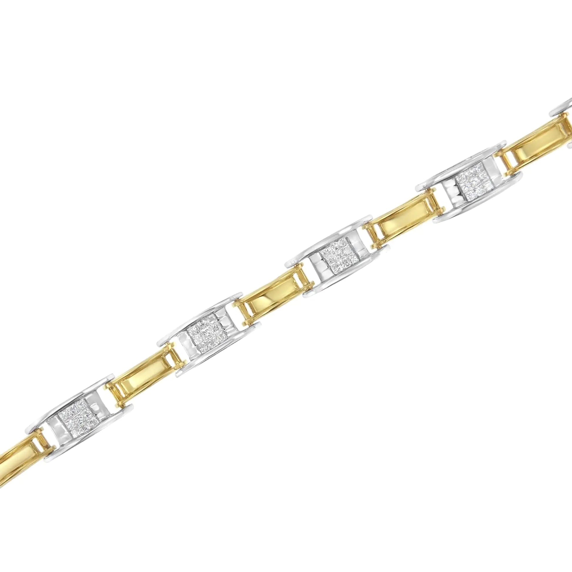 14K Two-Tone Gold 1.00 Cttw Princess-Cut Diamond Chain Link 7" Bracelet (H-I Color, SI1-SI2 Clarity) WEM Support (www.WEM.support)