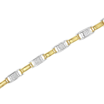 14K Two-Tone Gold 1.00 Cttw Princess-Cut Diamond Chain Link 7" Bracelet (H-I Color, SI1-SI2 Clarity) WEM Support (www.WEM.support)