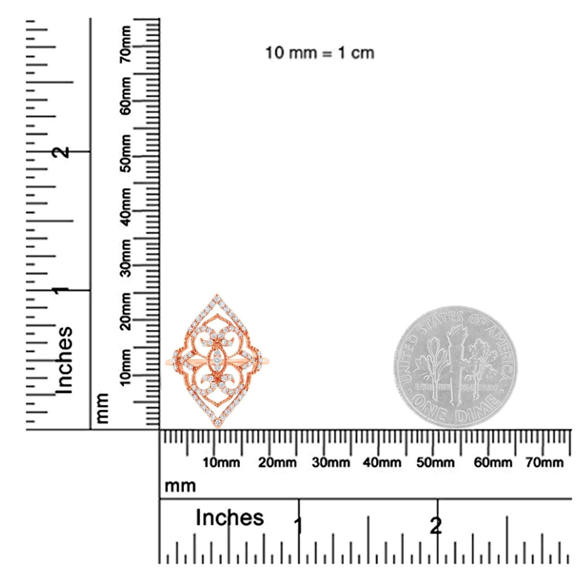 10K Rose Gold Diamond Cocktail Ring (1/2 Cttw, H-I Color, I1-I2 Clarity) WEM Support (www.WEM.support)