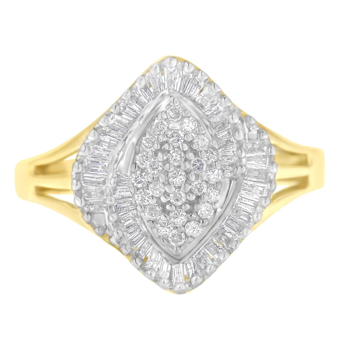 10K Yellow Gold Diamond Cocktail Ring (1/2 Cttw, J-K Color, I2-I3 Clarity) WEM Support (www.WEM.support)