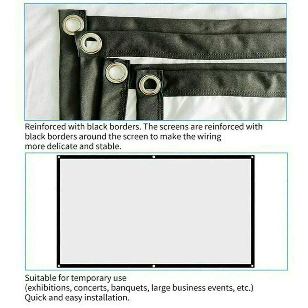 Portable Foldable Projector Screen 16:9 HD Outdoor Home Cinema Theater 3D Movie WEM Support (www.WEM.support)