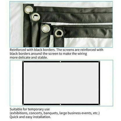 Portable Foldable Projector Screen 16:9 HD Outdoor Home Cinema Theater 3D Movie WEM Support (www.WEM.support)