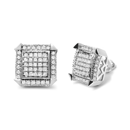 10K White Gold 1.0 Cttw Diamond  Composite with Halo Stud Earrings (H-I Color, I1-I2 Clarity) WEM Support (www.WEM.support)