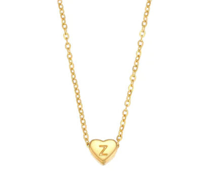 Heart Charm Gold Necklet - Initial Love HejK.com Marketplace LLC