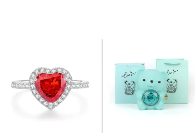 Eternal Rose Teddy Bear Jewelry Box & Necklace WEM Support (www.WEM.support)