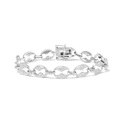 14K White Gold 1 1/2 Cttw Round Diamond Set Link Bracelet (I-J Color, I1-I2 Clarity) - 7" WEM Support (www.WEM.support)