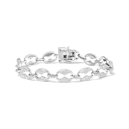14K White Gold 1 1/2 Cttw Round Diamond Set Link Bracelet (I-J Color, I1-I2 Clarity) - 7" WEM Support (www.WEM.support)