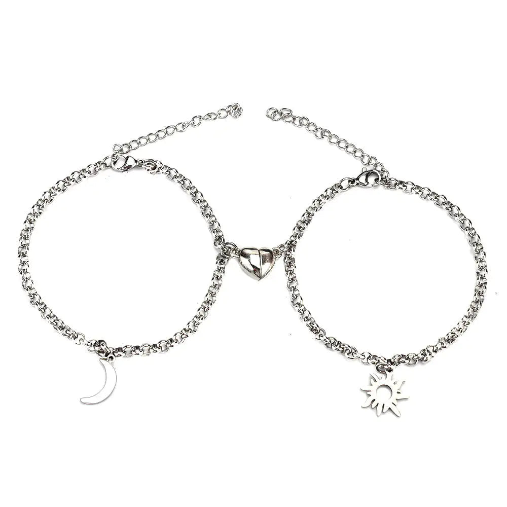 Stainless Steel Sun And Moon Bracelet Creative Sex Heart Magnet Attracts WEM Support (www.WEM.support)
