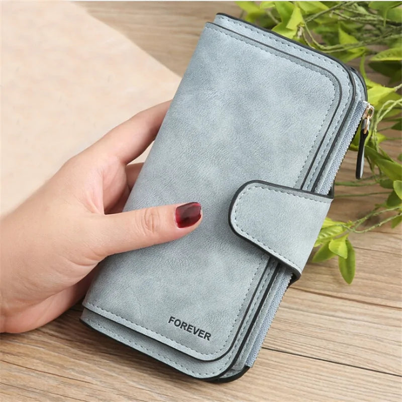 Wallet Brand Coin Purse Scrub Leather Women Wallet Money Phone Bag Female Snap Card Holder Ladies Long Clutch Carteira Feminina WEM Support (www.WEM.support)