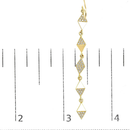 14K Yellow Gold 1/3 Cttw Diamond Studded Kite Drop and Dangle Earrings (H-I Color, SI2-I1 Clarity) WEM Support (www.WEM.support)