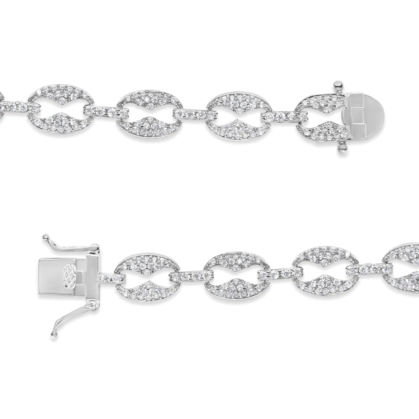 14K White Gold 1 1/2 Cttw Round Diamond Set Link Bracelet (I-J Color, I1-I2 Clarity) - 7" WEM Support (www.WEM.support)