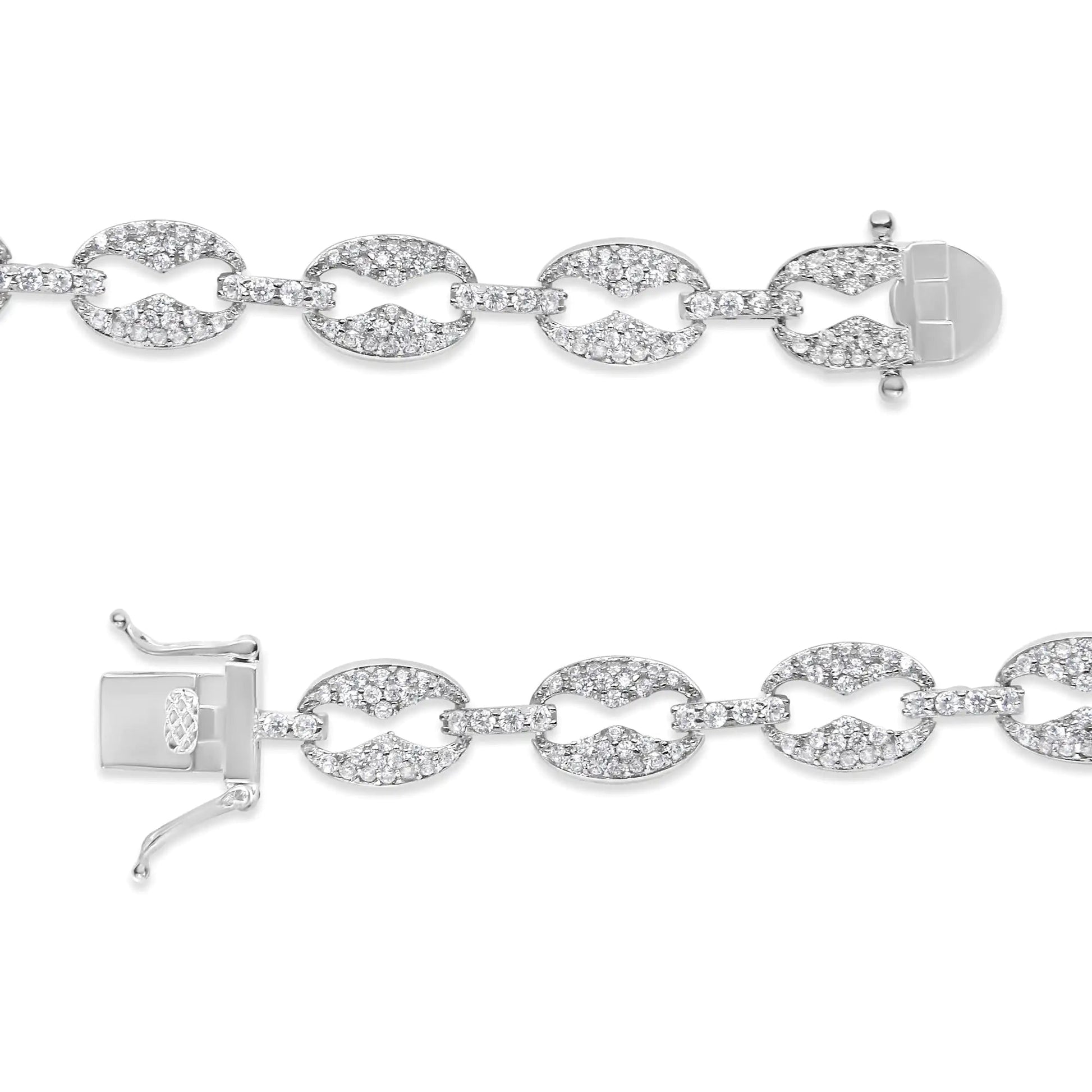 14K White Gold 1 1/2 Cttw Round Diamond Set Link Bracelet (I-J Color, I1-I2 Clarity) - 7" WEM Support (www.WEM.support)