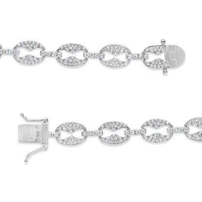 14K White Gold 1 1/2 Cttw Round Diamond Set Link Bracelet (I-J Color, I1-I2 Clarity) - 7" WEM Support (www.WEM.support)