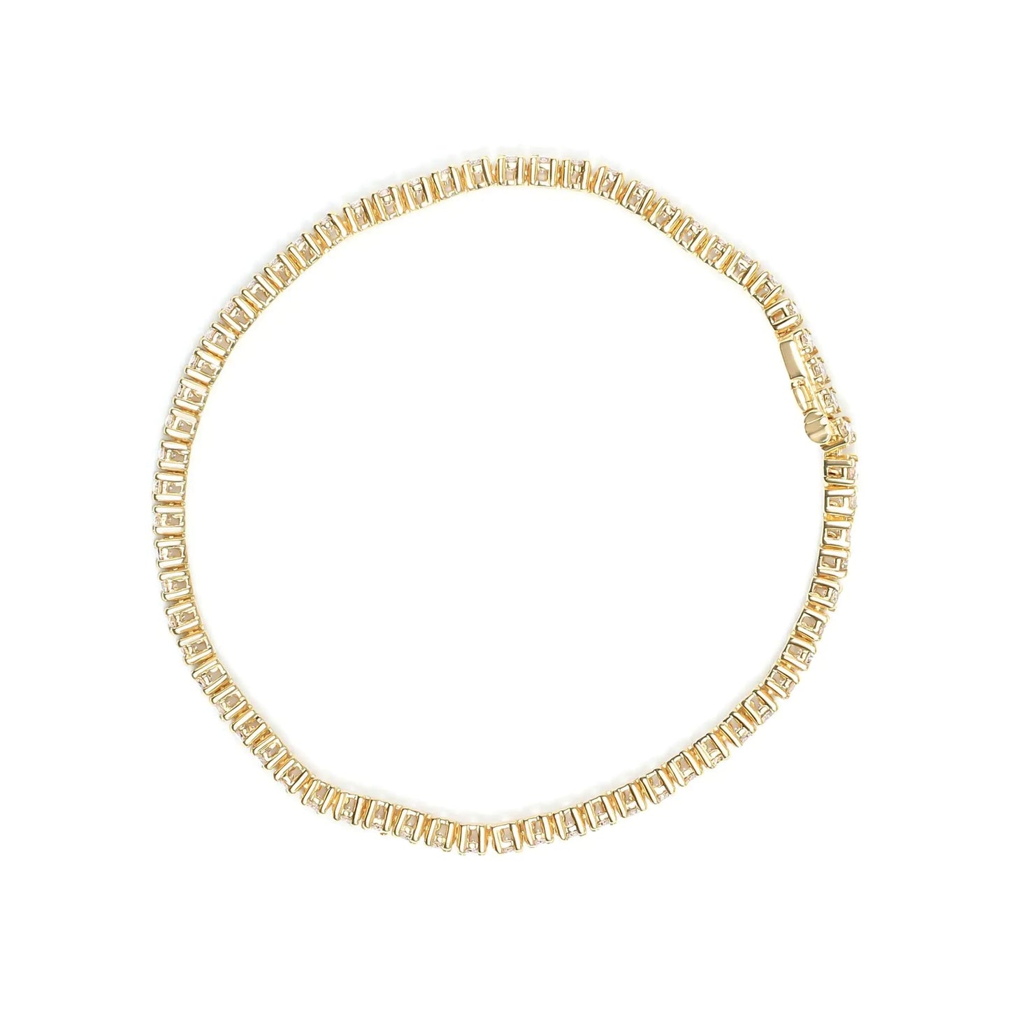 14K Yellow Gold 3.00 Cttw 4 Prong Set Round Brilliant Cut Diamond Tennis 7.25" Bracelet (J-K Color, I1-I2 Clarity) WEM Support (www.WEM.support)