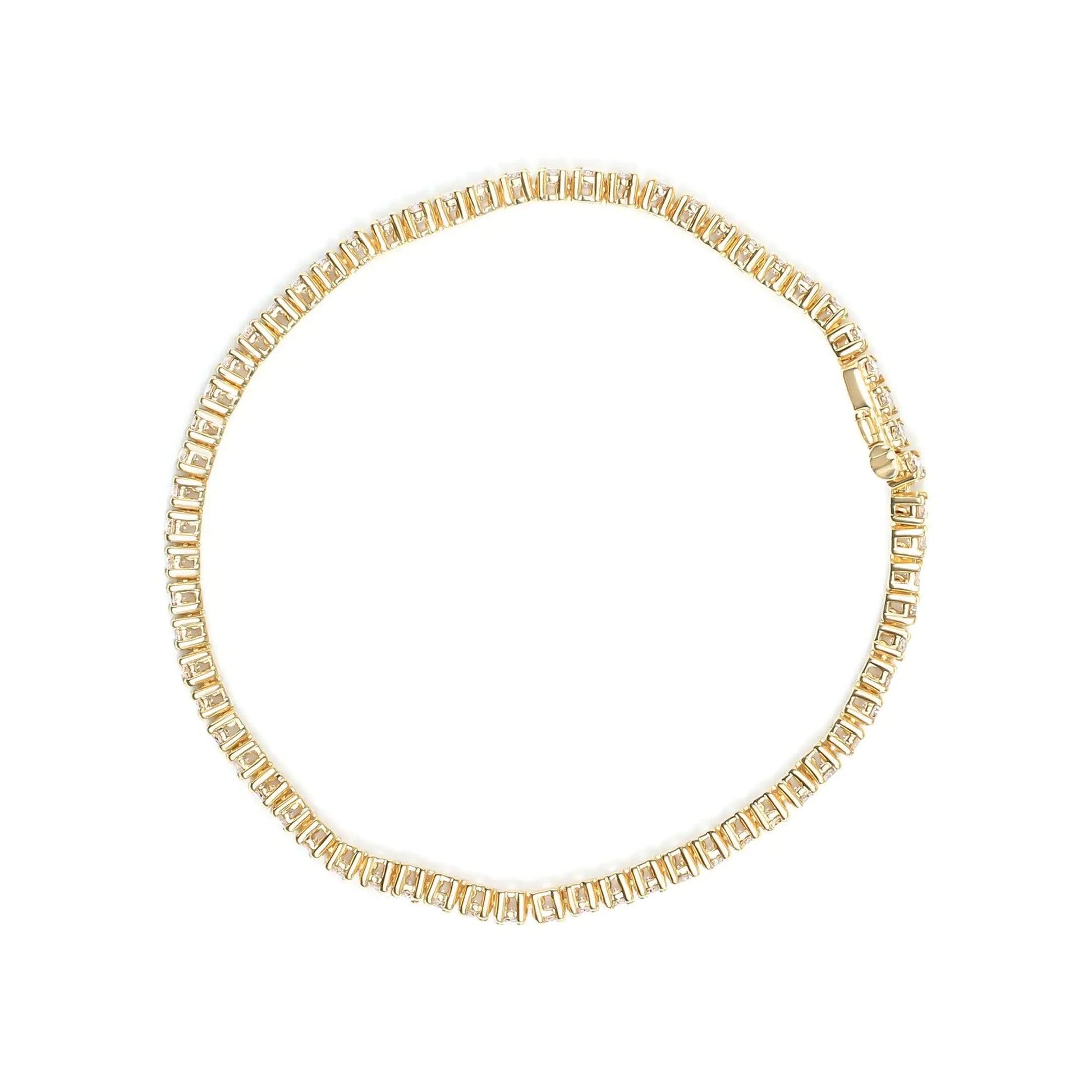 14K Yellow Gold 3.00 Cttw 4 Prong Set Round Brilliant Cut Diamond Tennis 7.25" Bracelet (J-K Color, I1-I2 Clarity) WEM Support (www.WEM.support)