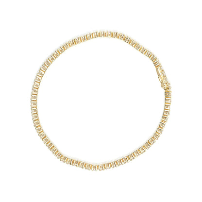 14K Yellow Gold 3.00 Cttw 4 Prong Set Round Brilliant Cut Diamond Tennis 7.25" Bracelet (J-K Color, I1-I2 Clarity) WEM Support (www.WEM.support)