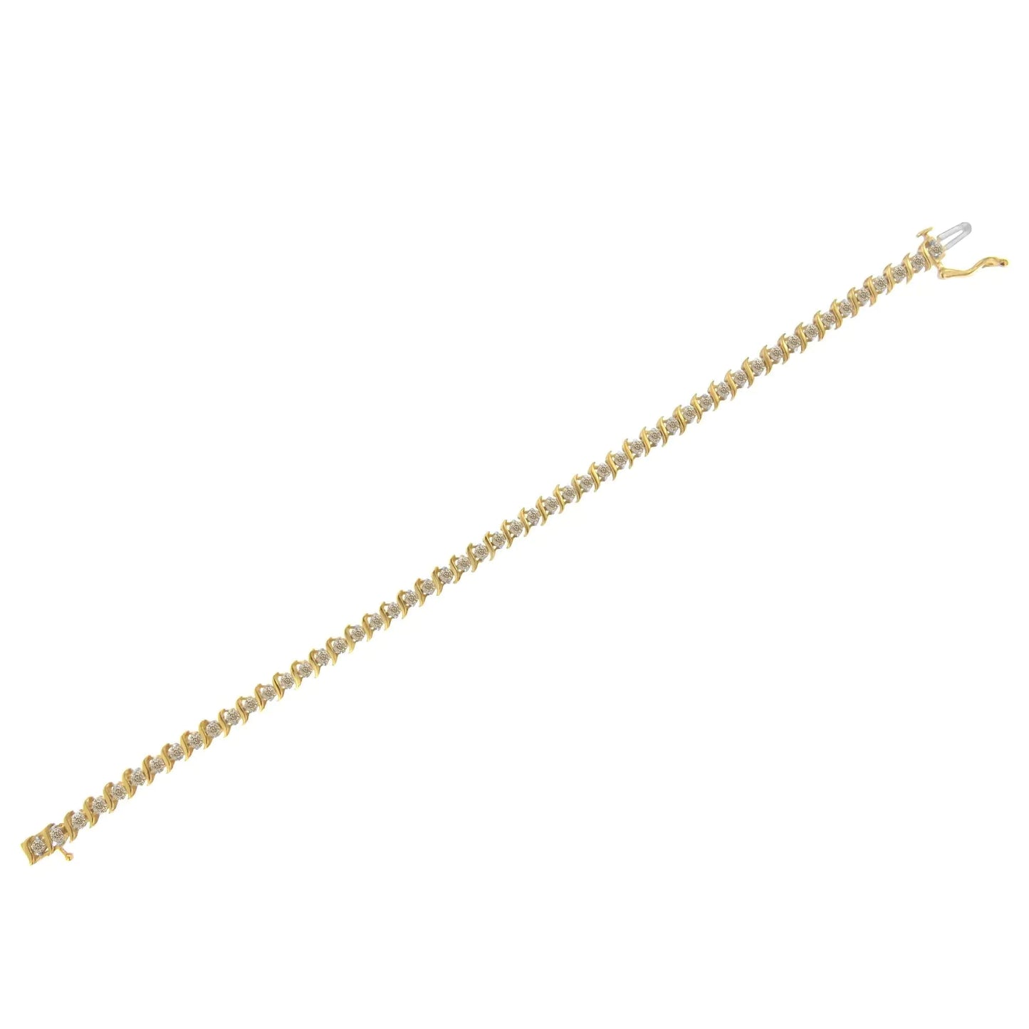 2Micron 10KT Yellow Gold Plated Sterling Silver Diamond S-Link Bracelet (2 cttw, J-K Color, I2-I3 Clarity) WEM Support (www.WEM.support)