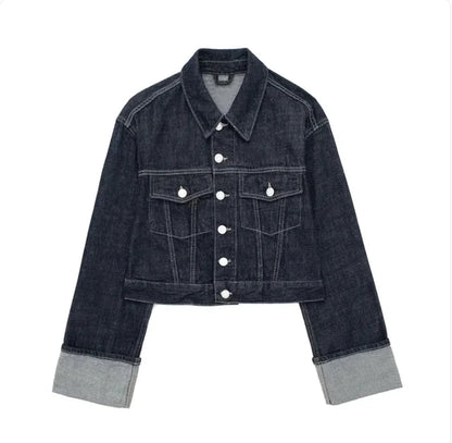 Women's Denim Jacket with Hemming Sleeves and Trousers WEM Support (www.WEM.support)