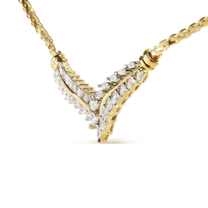 14K Yellow Gold 1 cttw Diamond 'V' Shape Pendant (H-I, I1-I2) WEM Support (www.WEM.support)