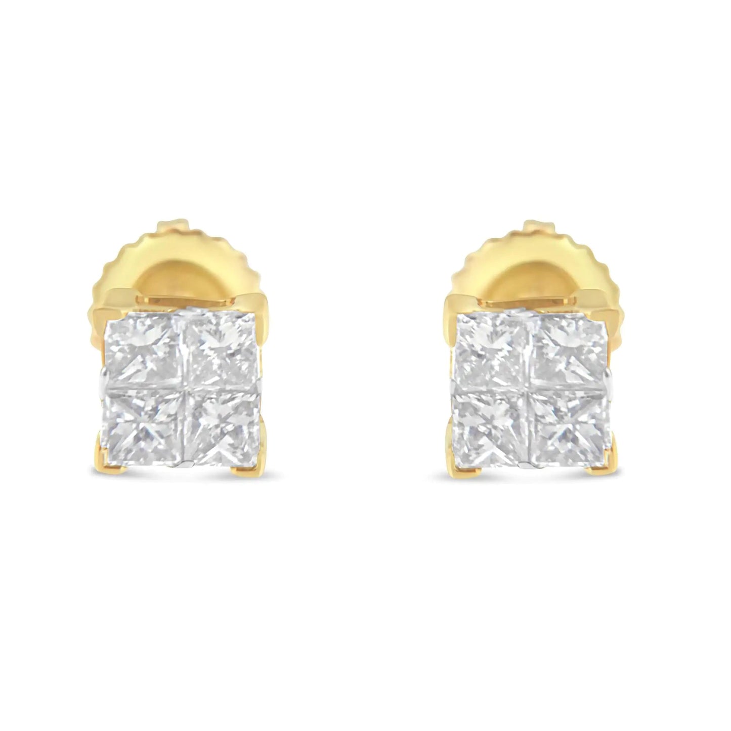 10K Gold Princess Diamond Composite Stud Earring (1/2 cttw, I-J Color, I1-I2 Clarity) WEM Support (www.WEM.support)