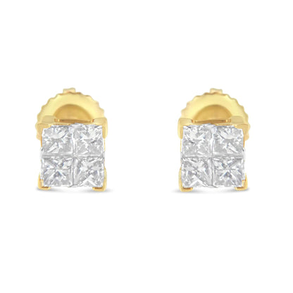10K Gold Princess Diamond Composite Stud Earring (1/2 cttw, I-J Color, I1-I2 Clarity) WEM Support (www.WEM.support)