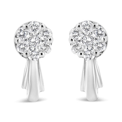 14K Gold 3/4 Cttw Diamond Floral Cluster Drop and Dangle Stud Earrings (H-I Color, I1-I2 Clarity) WEM Support (www.WEM.support)