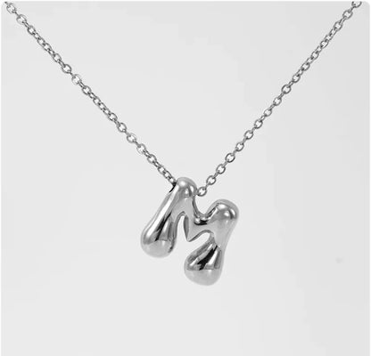 Women's Glossy Bubble Letter Pendant Necklace WEM Support (www.WEM.support)