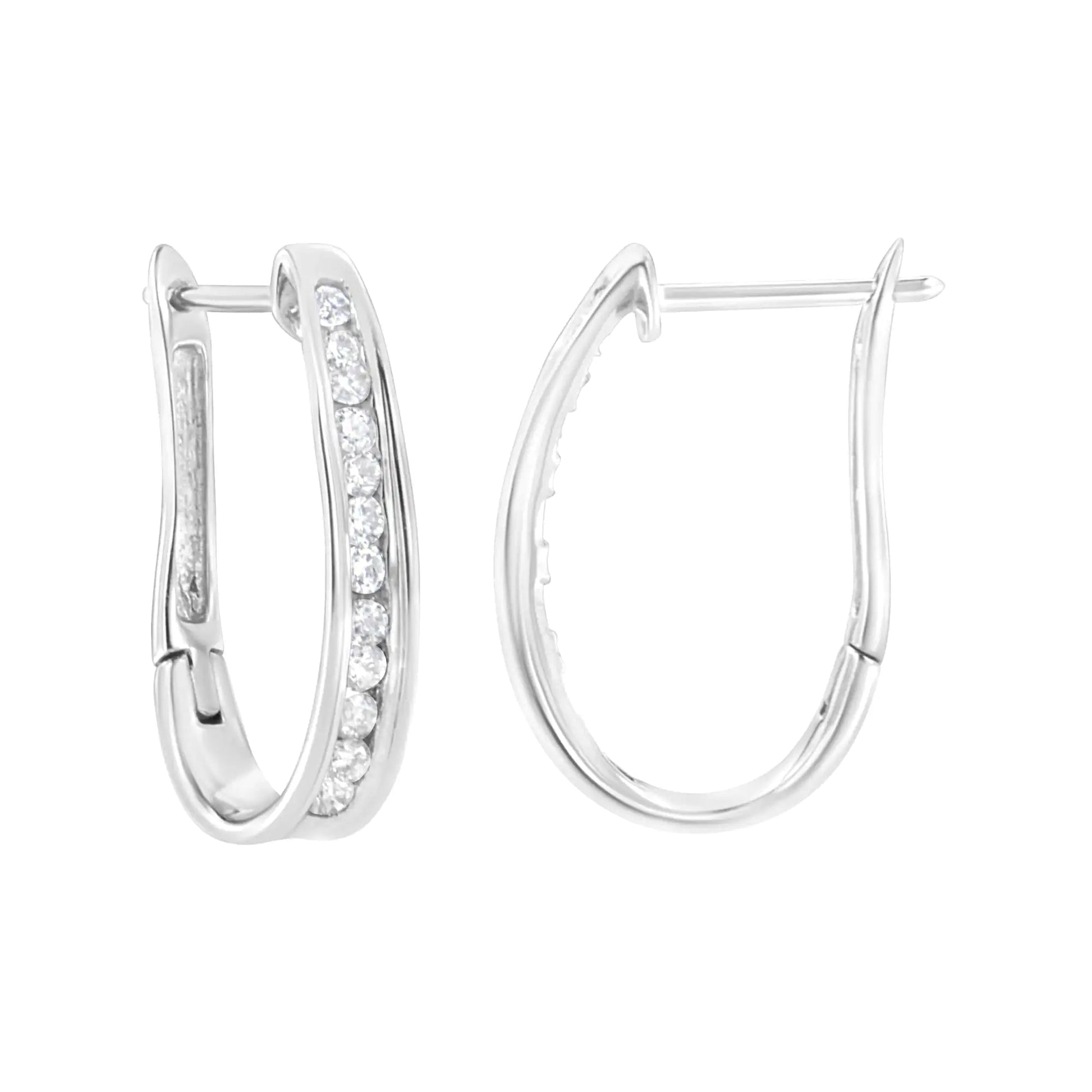 10k White Gold Plated Sterling Silver 1/2 cttw Lab Grown Diamond Hoop Earring (F-G Color, VS2-SI1 Clarity) WEM Support (www.WEM.support)