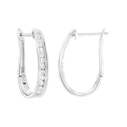 10k White Gold Plated Sterling Silver 1/2 cttw Lab Grown Diamond Hoop Earring (F-G Color, VS2-SI1 Clarity) WEM Support (www.WEM.support)