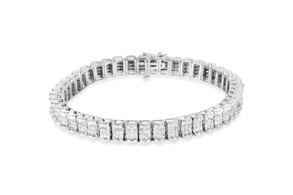 14K White Gold 5.00 Cttw Invisible Set Princess-Cut Diamond Belt and Buckle Tennis 7" Bracelet (H-I Color, SI1-SI2 Clarity) WEM Support (www.WEM.support)