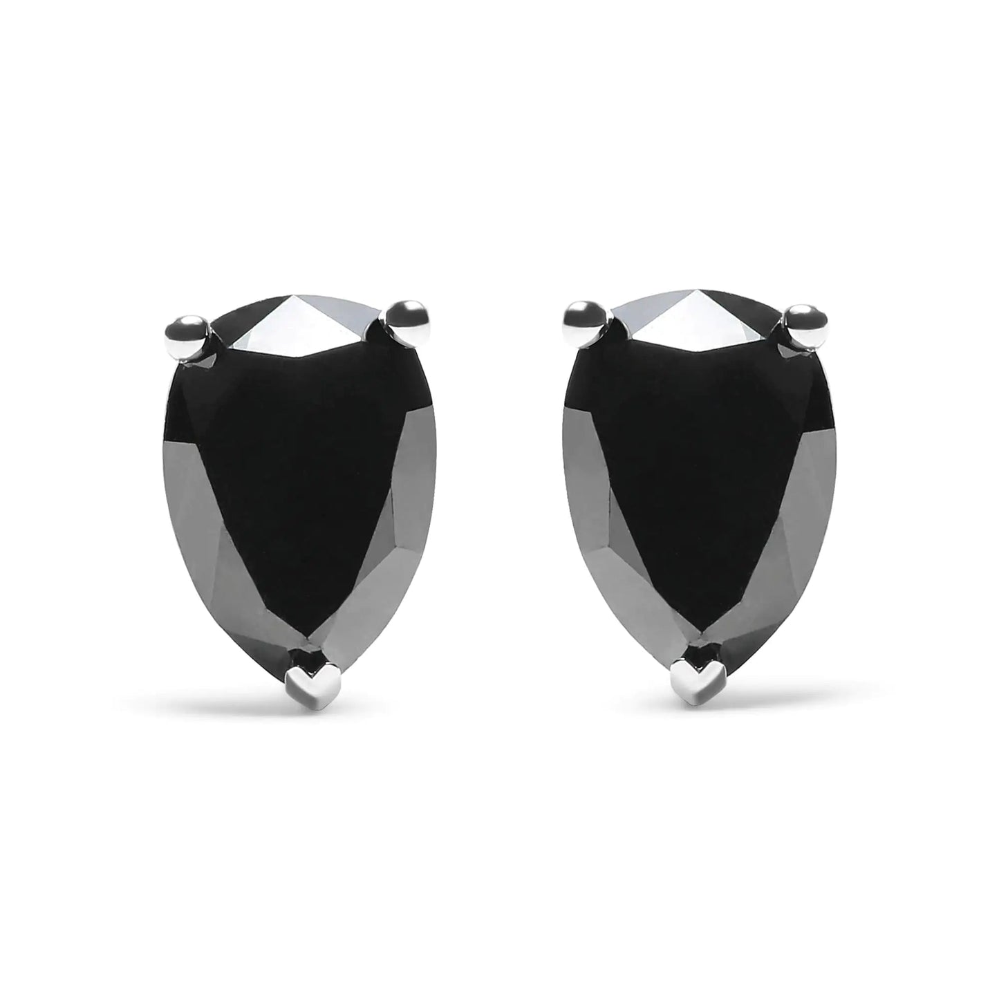14K White Gold 2.00 Cttw Pear Cut Black Diamond Stud Earrings WEM Support (www.WEM.support)