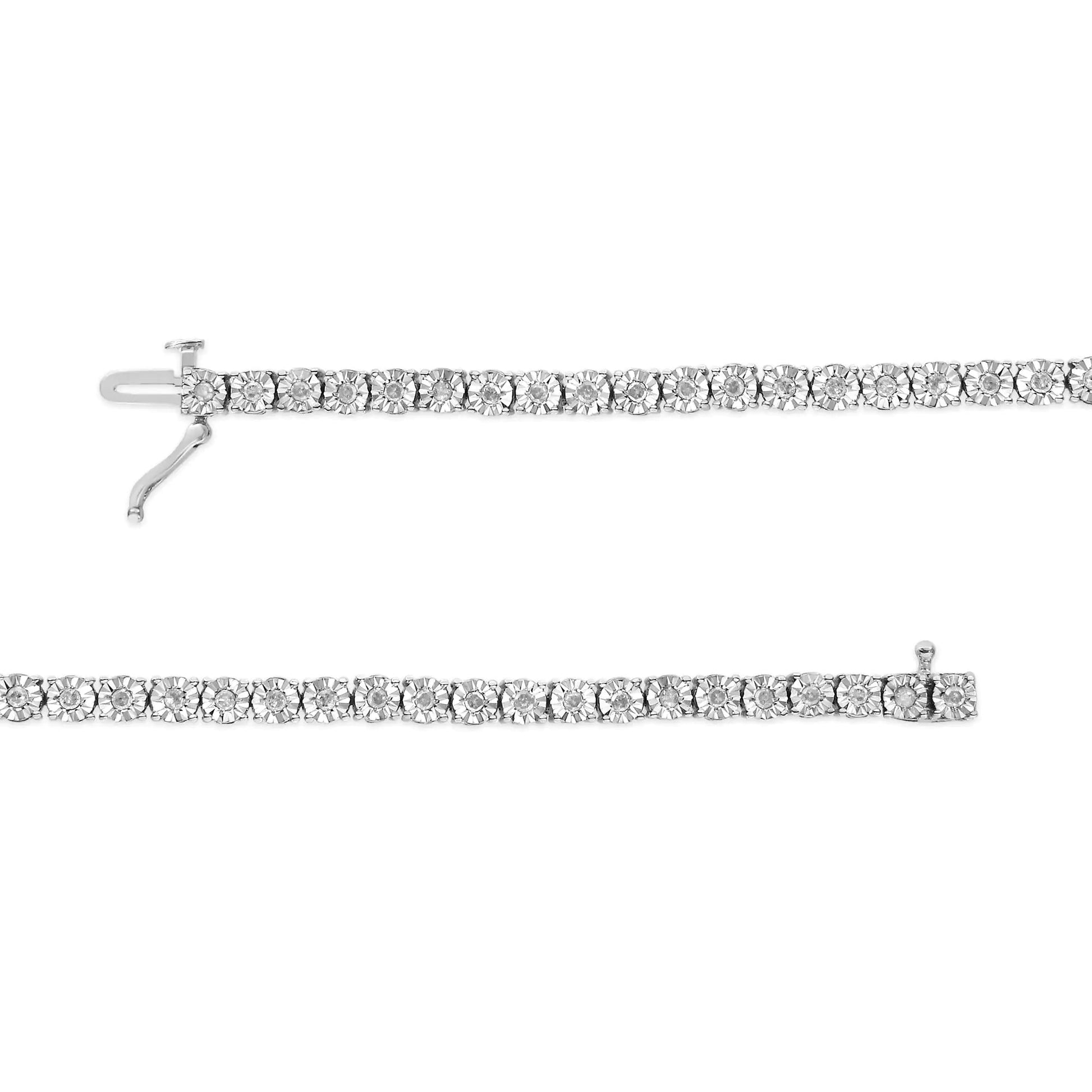 10k White Gold 1.0 Cttw Round-Cut Diamond Miracle Plate Tennis 7" Bracelet (I-J Color, SI2-I1 Clarity) WEM Support (www.WEM.support)
