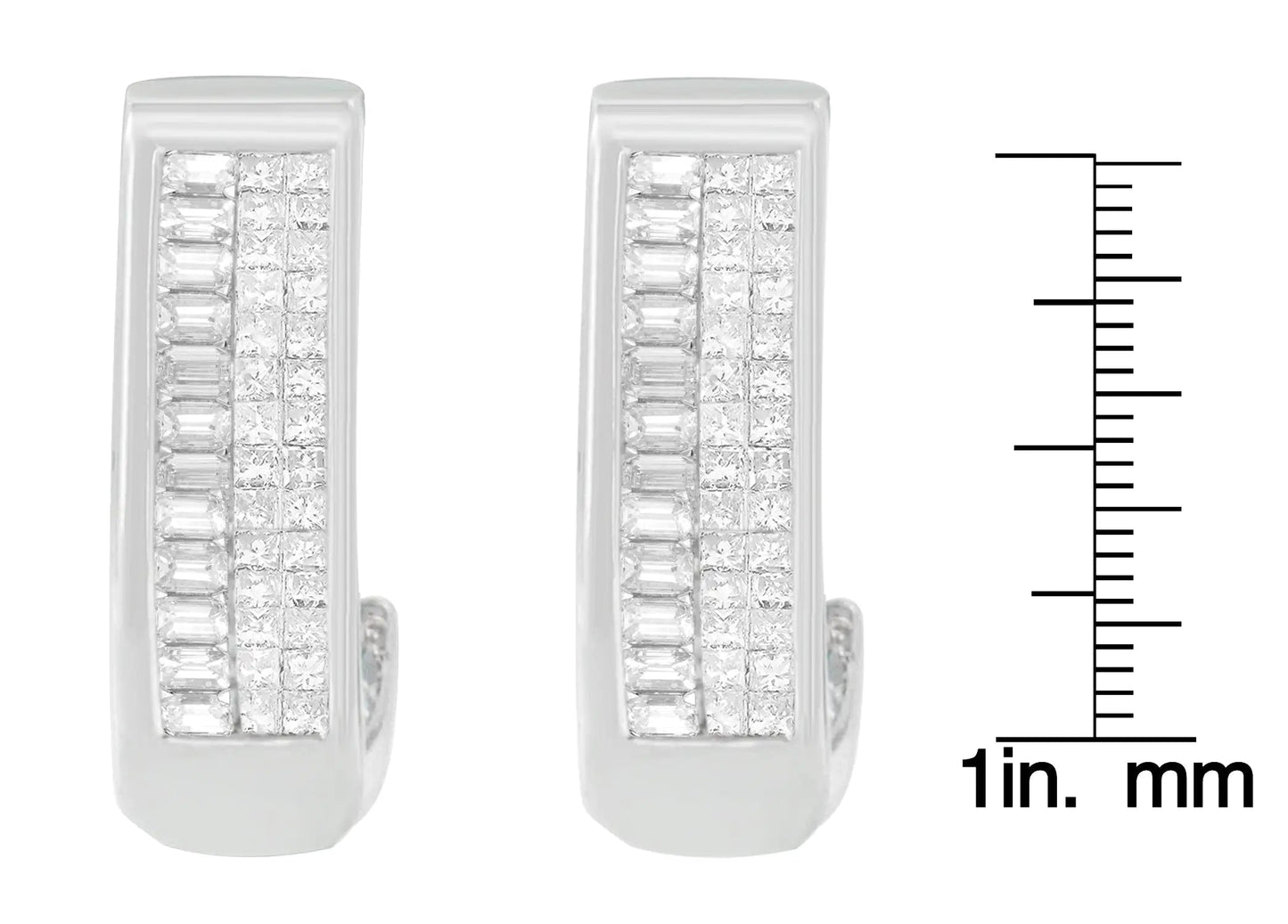 14K White Gold Baguette and Princess-cut Diamond Earrings (1 cttw, H-I Color, VS1-VS2 Clarity) WEM Support (www.WEM.support)