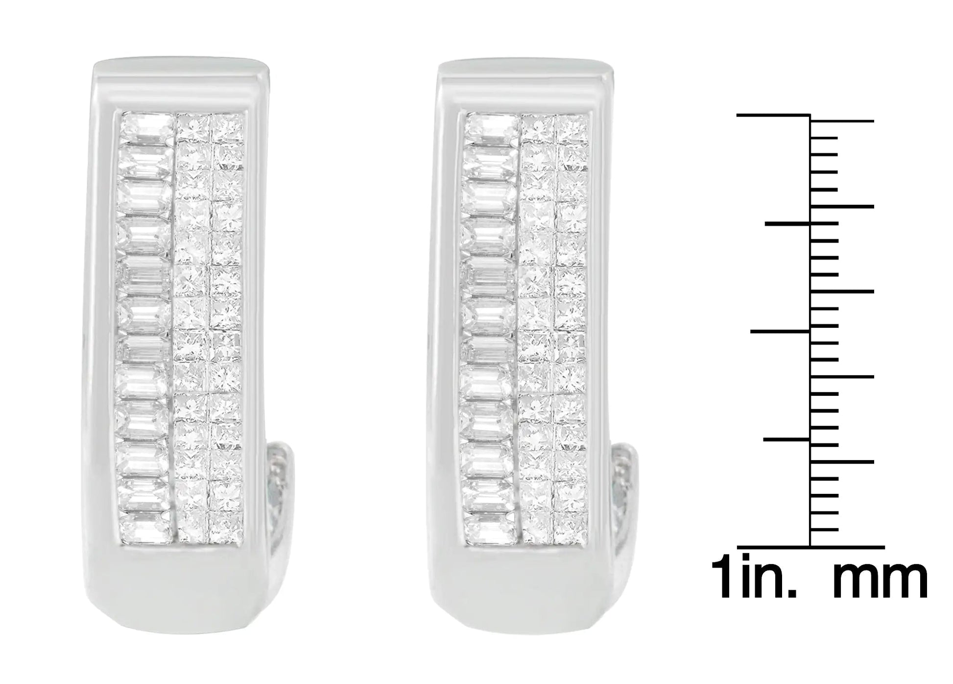 14K White Gold Baguette and Princess-cut Diamond Earrings (1 cttw, H-I Color, VS1-VS2 Clarity) WEM Support (www.WEM.support)