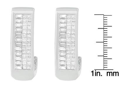14K White Gold Baguette and Princess-cut Diamond Earrings (1 cttw, H-I Color, VS1-VS2 Clarity) WEM Support (www.WEM.support)