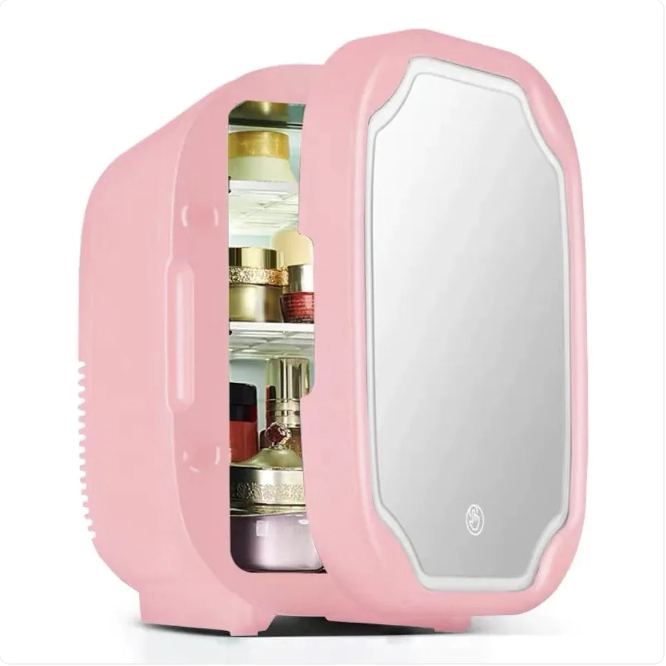 Portable Mini Beauty Fridge with Mirror, 110V WEM Support (www.WEM.support)
