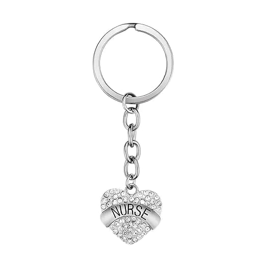 Clear Rhinestone Crystal Heart Nurse Pendant WEM Support (www.WEM.support)