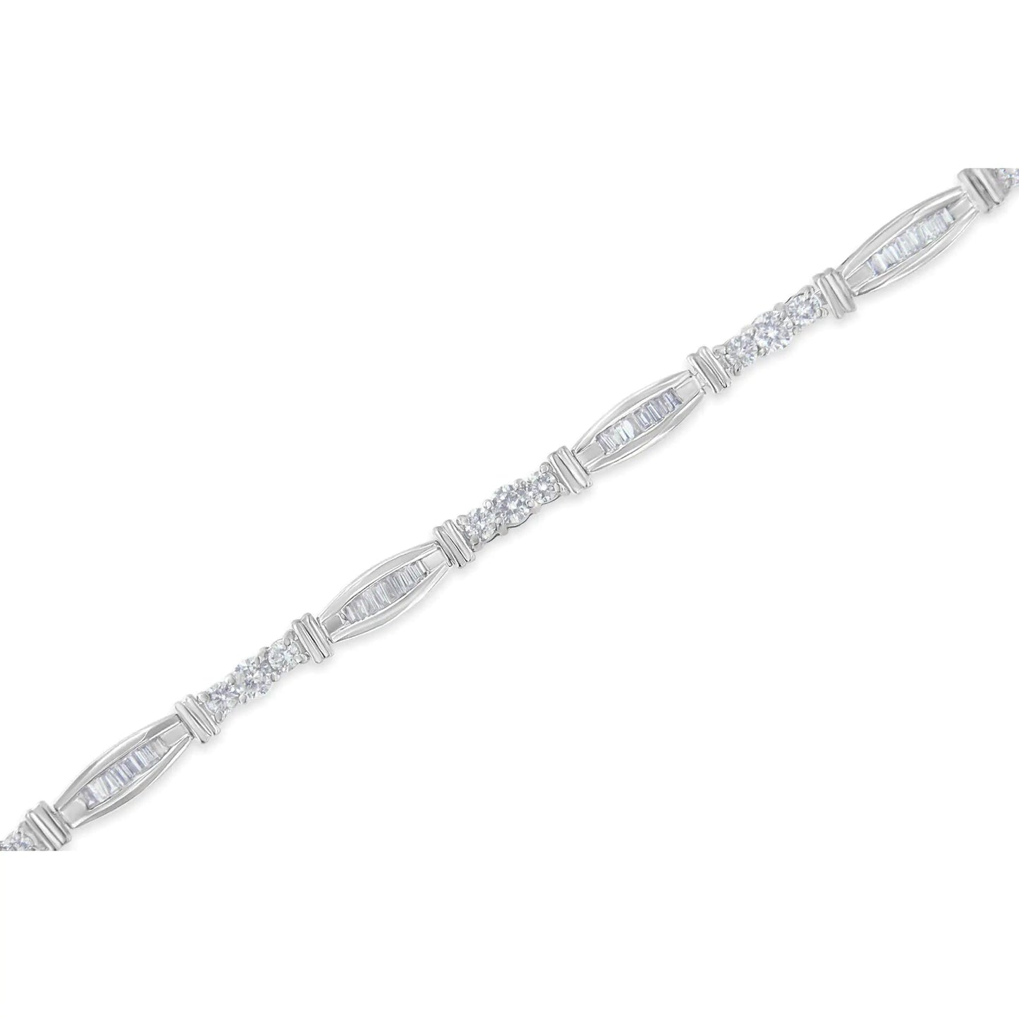14k White Gold Geometric Pattern Diamond Tennis Bracelet (3 cttw, H-I Color, SI2-I1 Clarity) WEM Support (www.WEM.support)