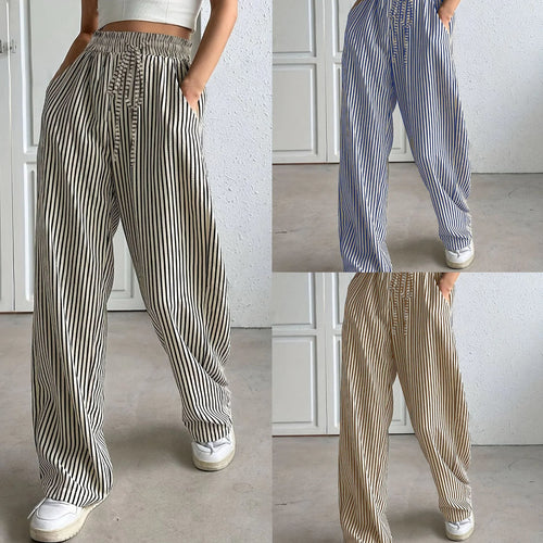 Korean Style Striped Drawstring Pants HejK.com