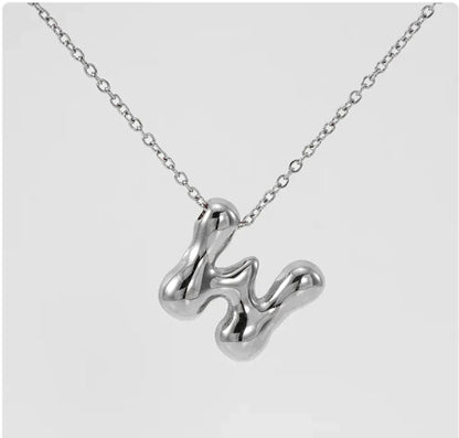 Women's Glossy Bubble Letter Pendant Necklace WEM Support (www.WEM.support)